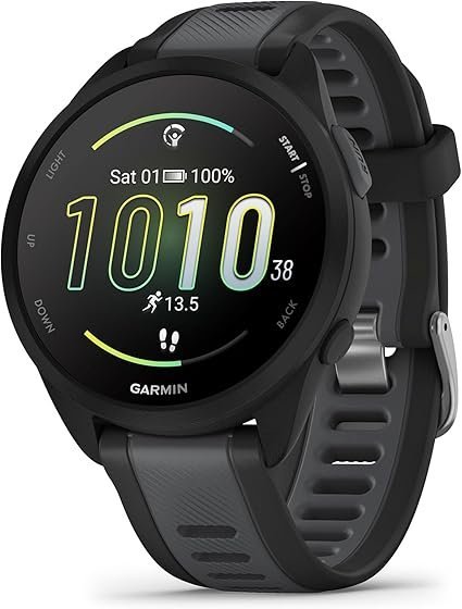 Garmin Forerunner 165, Running Smartwatch, Colorful AMOLED Display, Training Metrics and Recovery Insights, Black