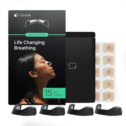 Intake Breathing — Magnetic Nasal Strips Starter Kit | Reusable Band + Tabs | Nasal Strips for Sleep, Snoring, Breathing & Sports | Stronger Lift Than Traditional Nose Strips | 4 Sizes, 15 Tabs, Black
