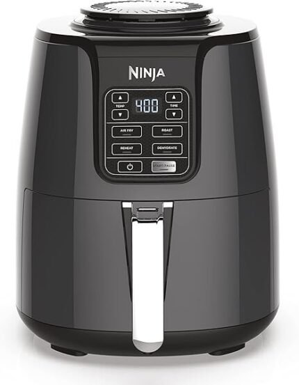 Ninja Air Fryer | 4 QT Capacity | 4-in-1 Roast, Crisp, Roast, Reheats, & Dehydrates | Dishwasher Safe Parts | 105°F-400°F | Includes 20 Easy & Healthy Recipes | 1550 watt | Grey | AF101