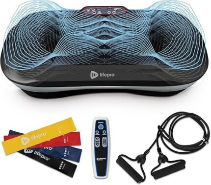 Lifepro Waver Vibration Plate Exercise Machine for Lymphatic Drainage, Muscle Activation, Full-Body Workout Vibrating Platform with Loop Bands, Fitness Equipment for Strength Toning & Fat Loss