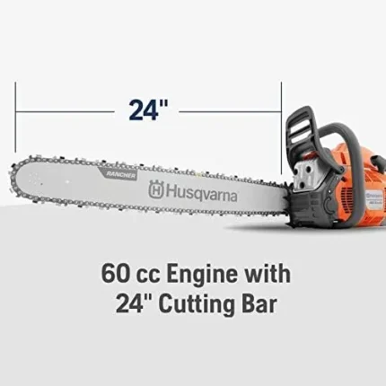 Husqvarna 460 Rancher Gas Powered Chainsaw, 60.3-cc 3.6-HP, 2-Cycle X-Torq Engine, 24 Inch Chainsaw with Automatic Adjustable Oil Pump, For Wood Cutting, Tree Trimming and Land Clearings